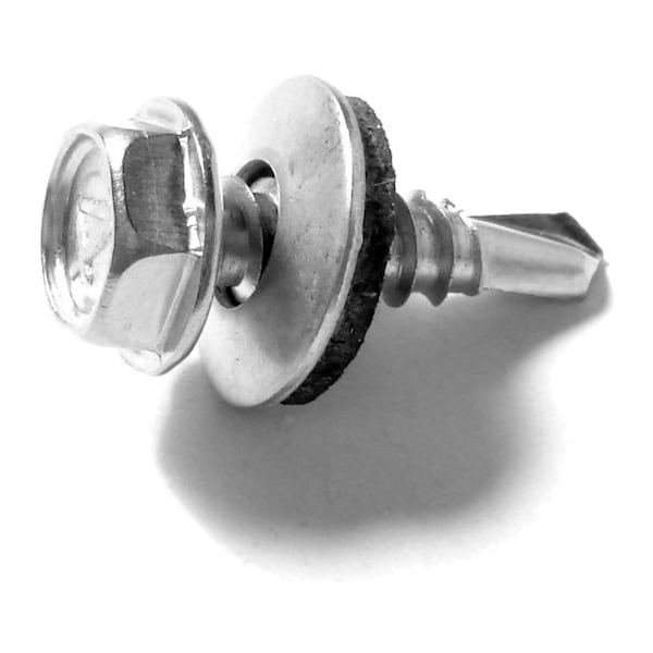 Midwest Fastener Self-Drilling Screw, #10 x 3/4 in, Plain Stainless Steel Flange Hex Head External Hex Drive, 12 PK 79085 - main